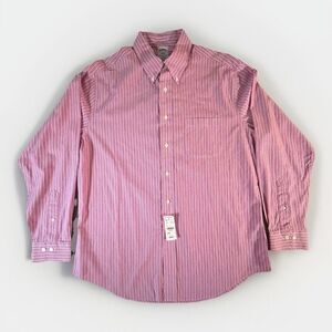 NWT Brooks 346 Men’s Large Slim Fit‎ Striped Cotton Button Front Dress Shirt